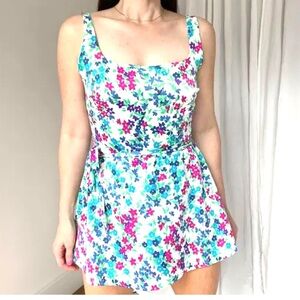 GABAR II Vintage Floral Swimsuit Printed Dress One Piece, Romper Style